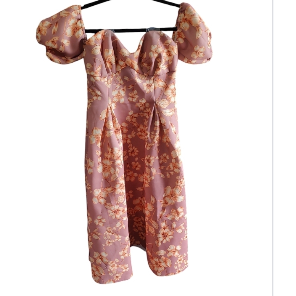 Asos Puff Sleeve Floral Dress Size 8